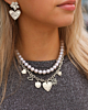 Necklaceparty met hartjes en parels zilver