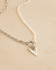 Zilveren chain & pearl ketting met hartje