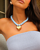 Blauw kralen ketting met groot hart