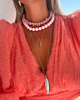 Zilveren necklaceparty met vissen en roze kralen