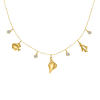 Bedelketting witte steentjes & zee bedels goudkleurig