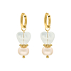 Oorbellen heart & pearl peach goudkleurig