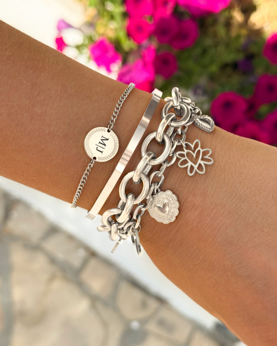 Armparty zilver hartjes