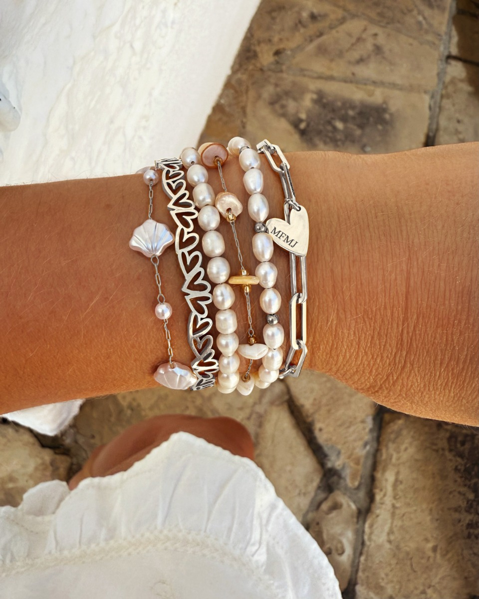Zilveren armparty parels