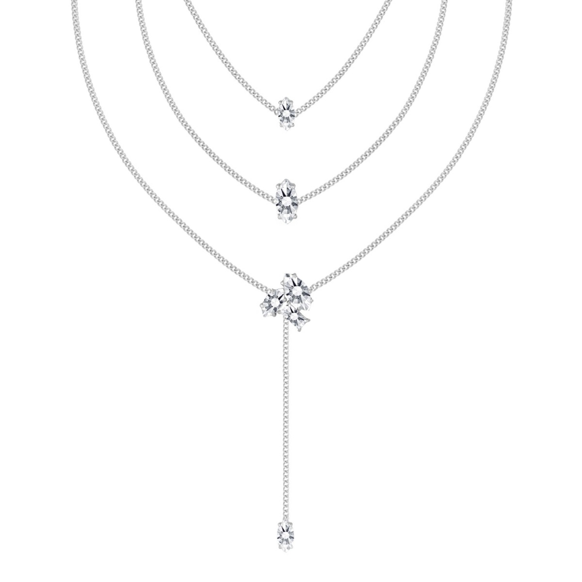 Driedubbele ketting met steentjes