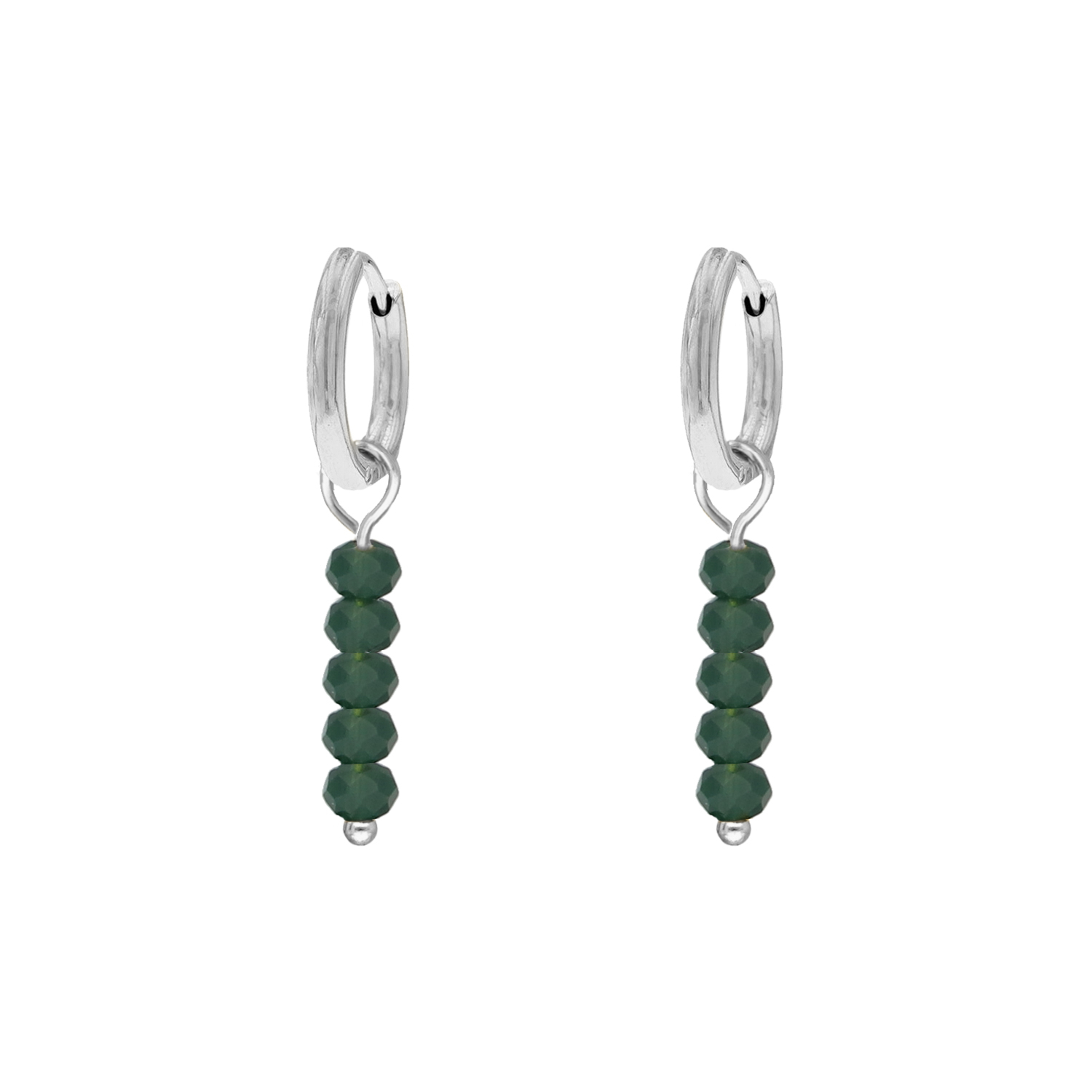 Earrings dark green beads
