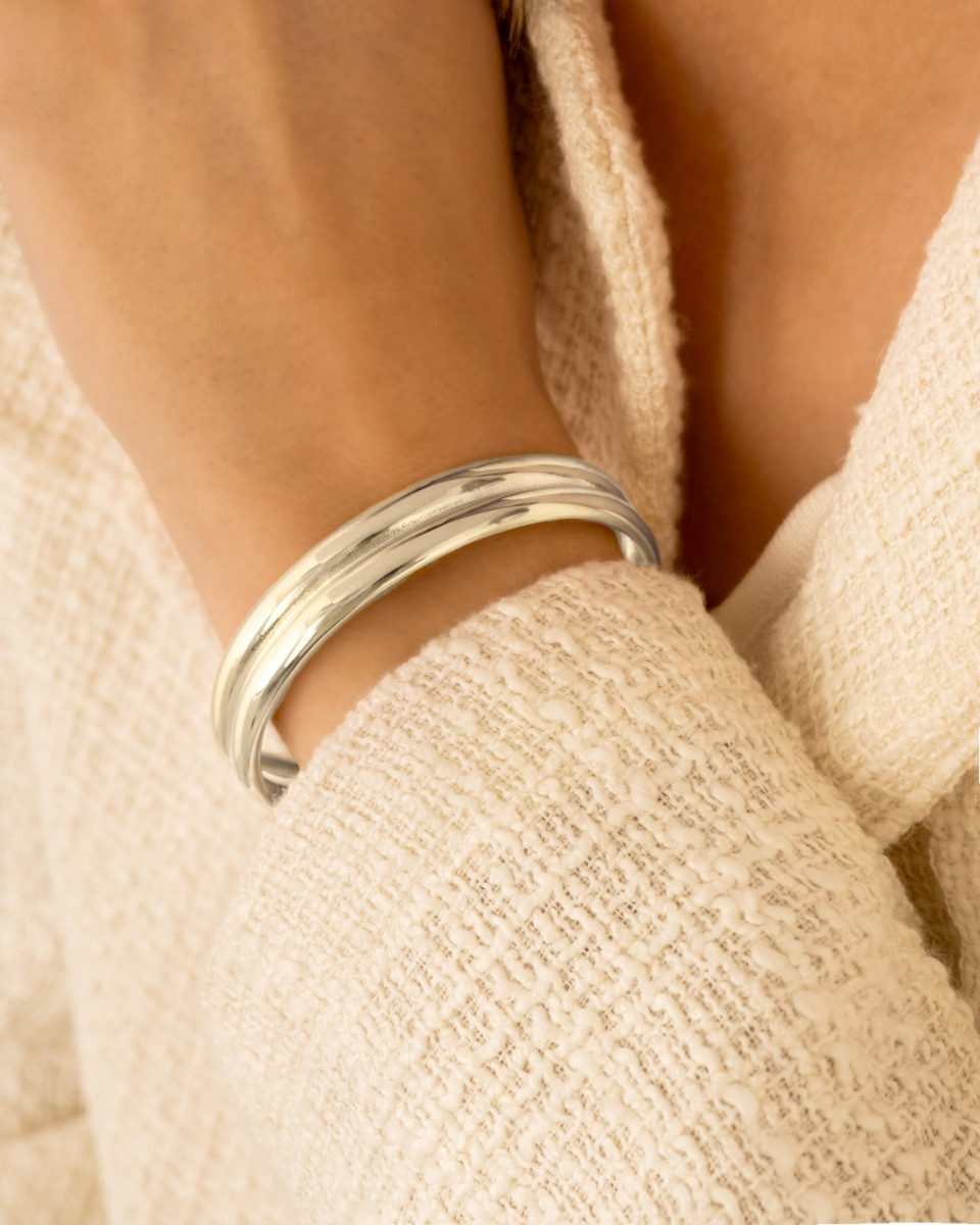 Dubbele bangle zilver