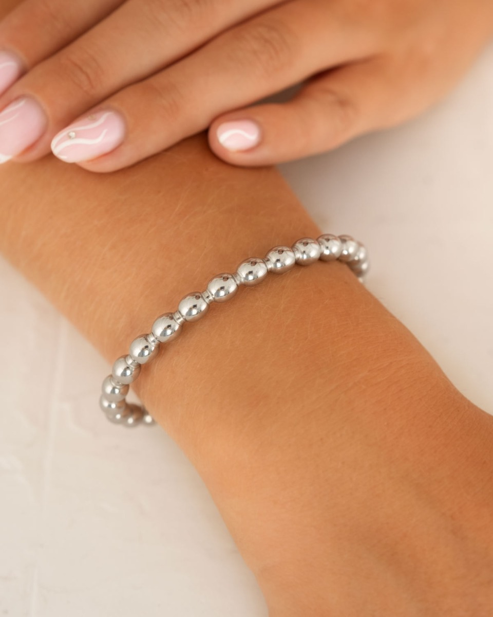 Zilveren bolletjes bangle