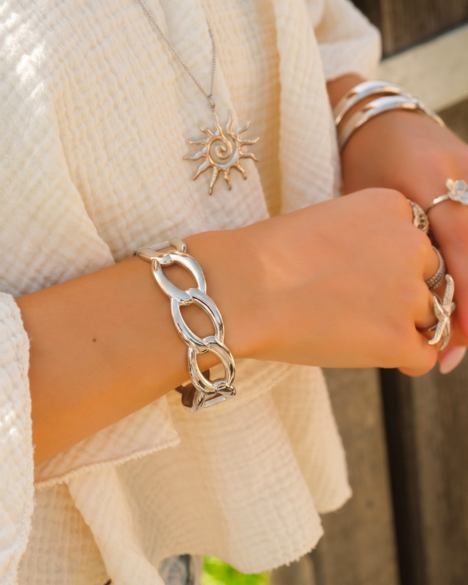 Zilveren chunky bangle