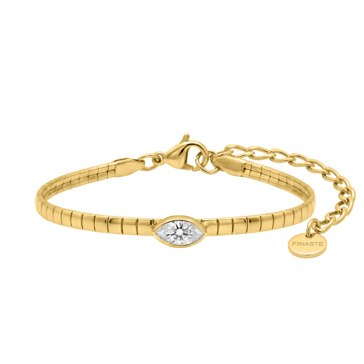 Snake armband met steentje goudkleurig