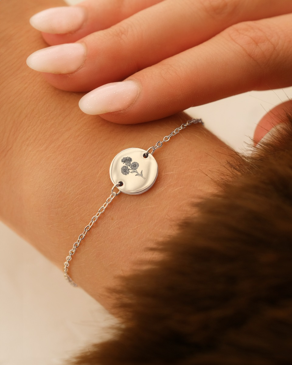 Zilveren armband met geboortebloem