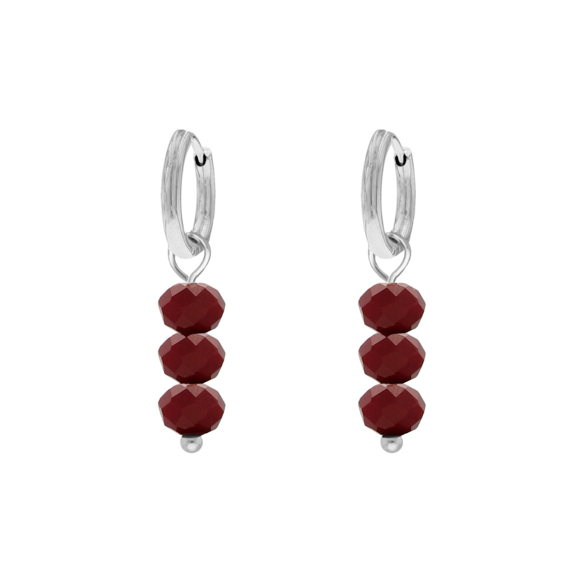 Oorringetjes zilver bordeaux steentjes