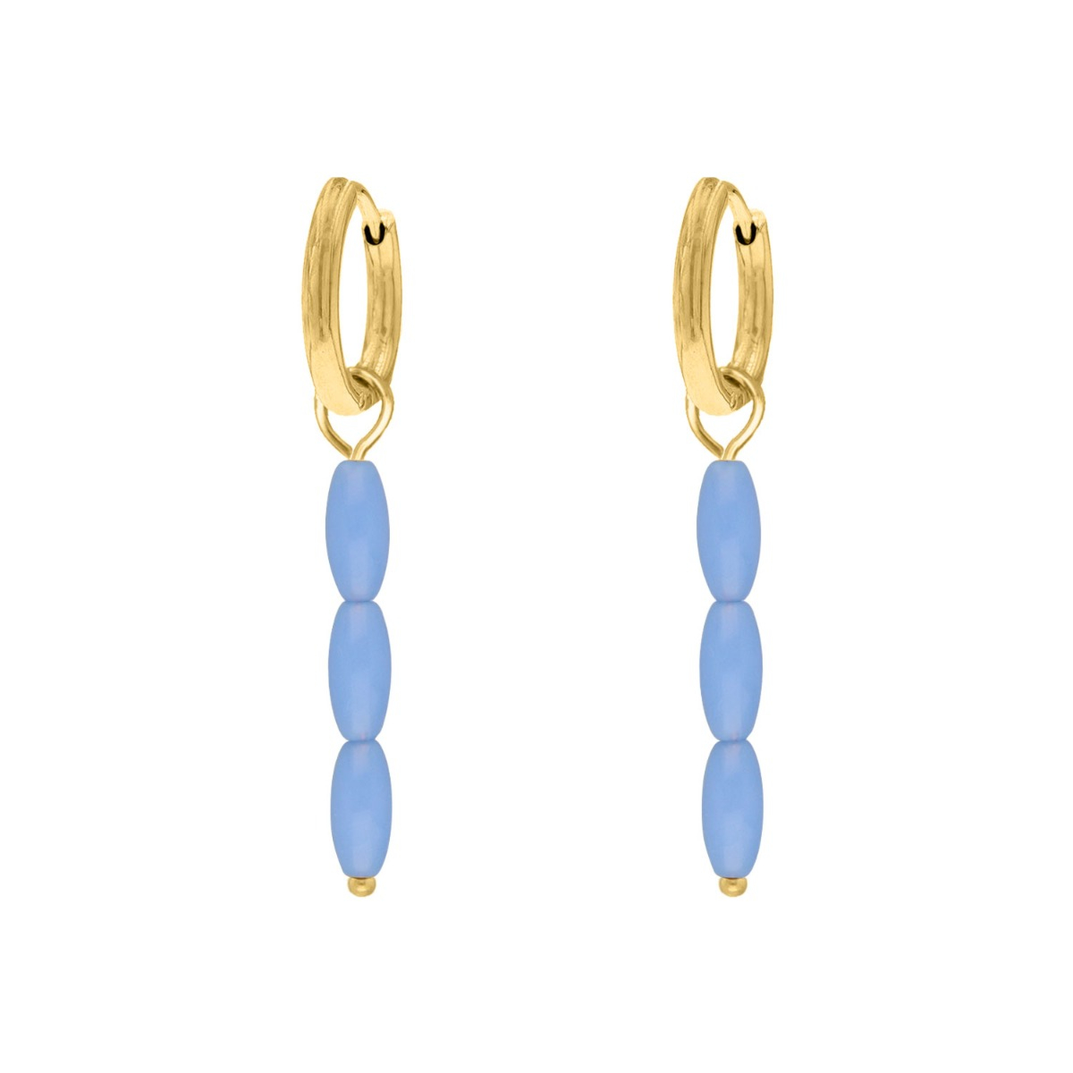 Oorbellen met blauwe steentjes goudkleurig
