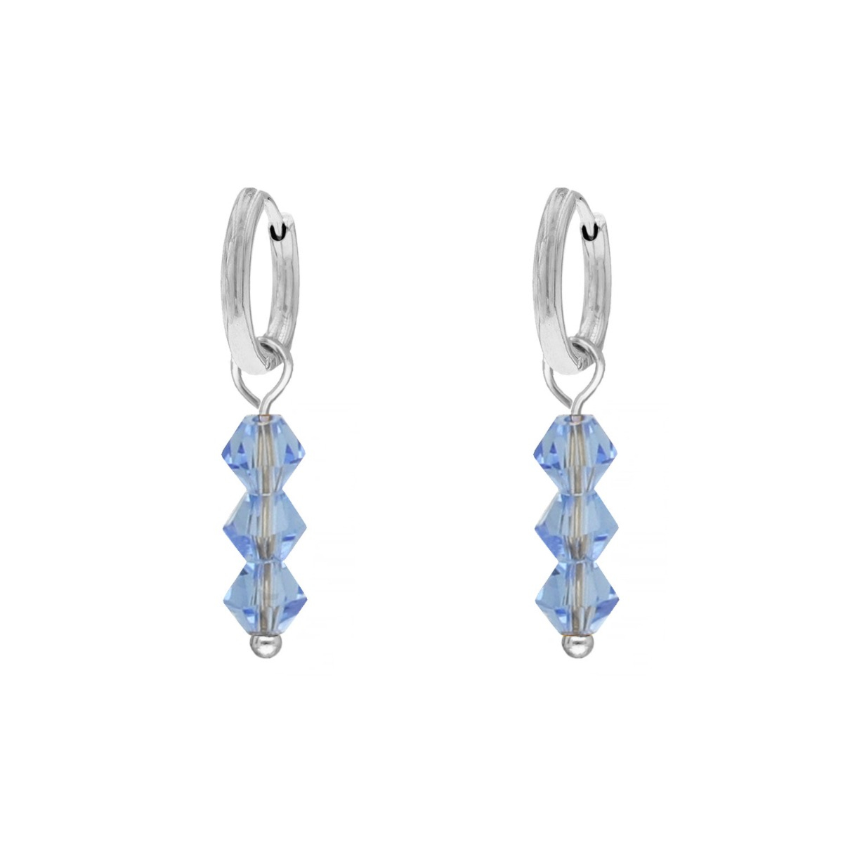 Oorbellen drie steentjes blauw