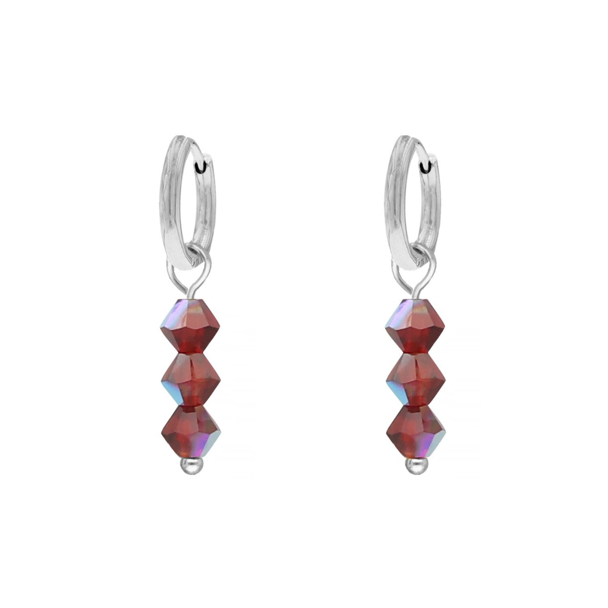 Oorbellen drie steentjes rood