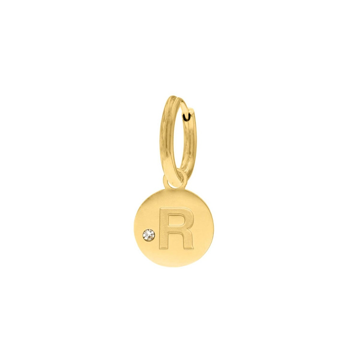 Shiny initial oorbel goudkleurig