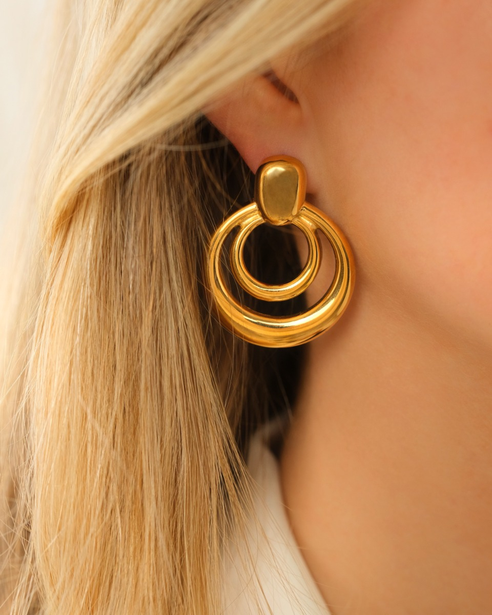 Gouden ronde statement oorbellen