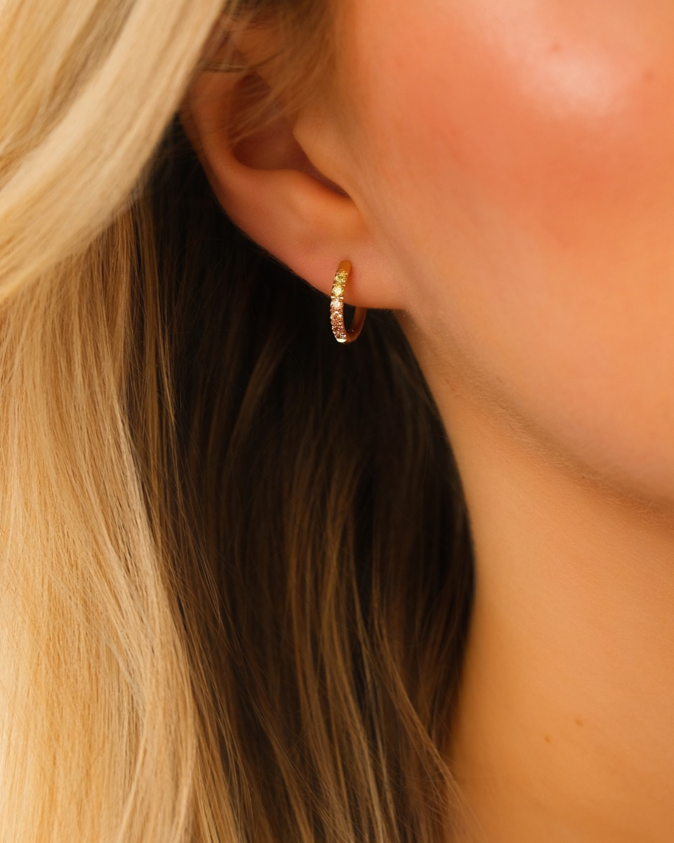 Shiny oorringetjes 10 mm groen bruin goud