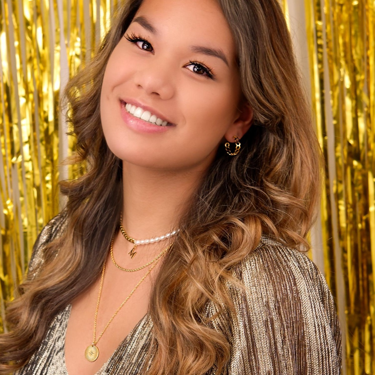 Initial ketting chain & pearl kleur goud