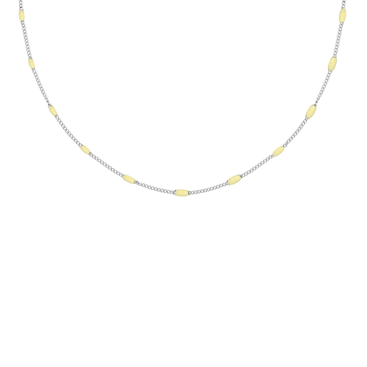 zilveren ketting met gele bolletjes