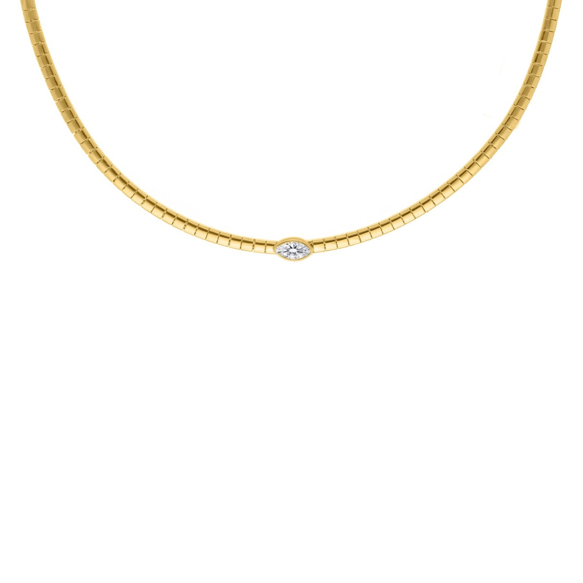 Snake ketting met steentje goudkleurig