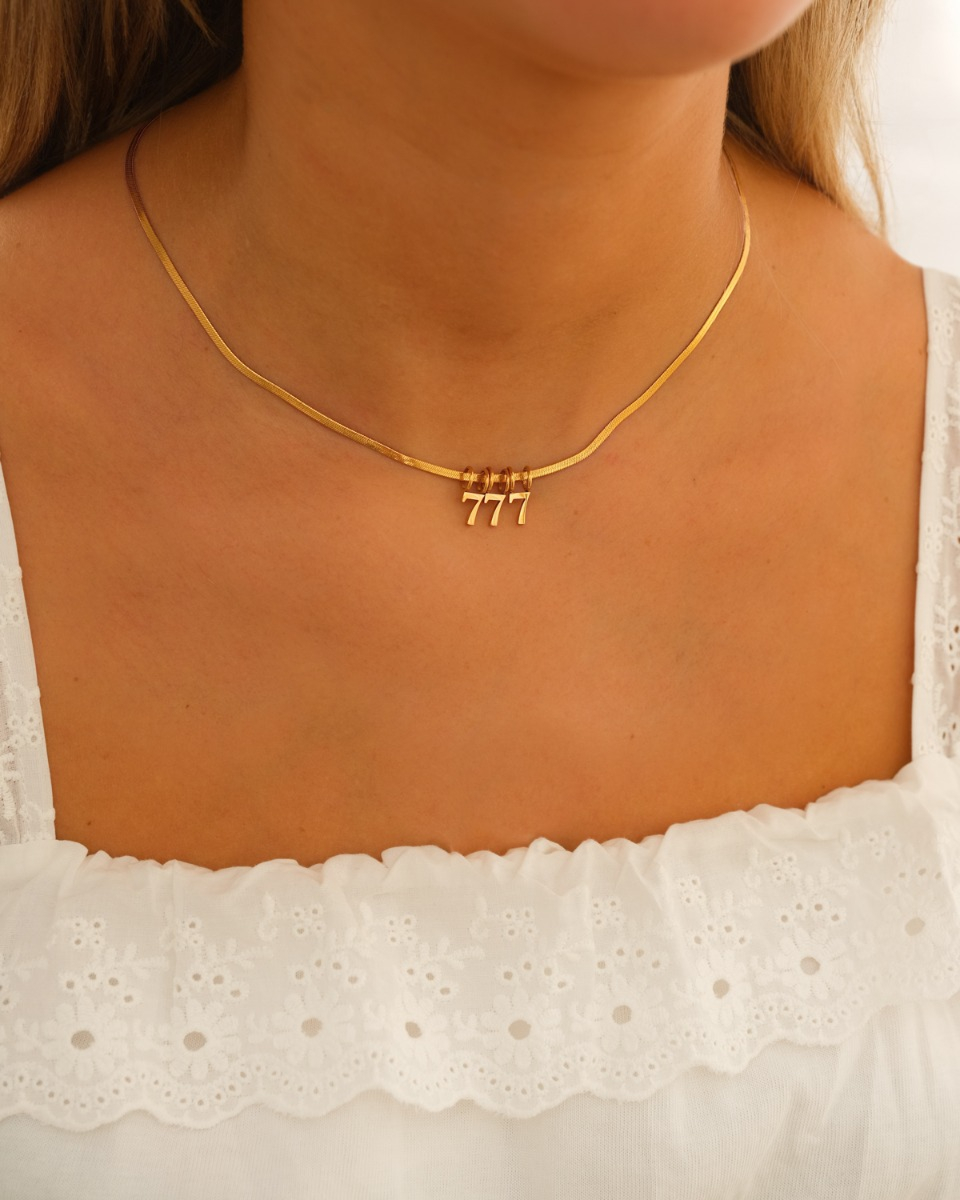 Geluksnummer ketting goud