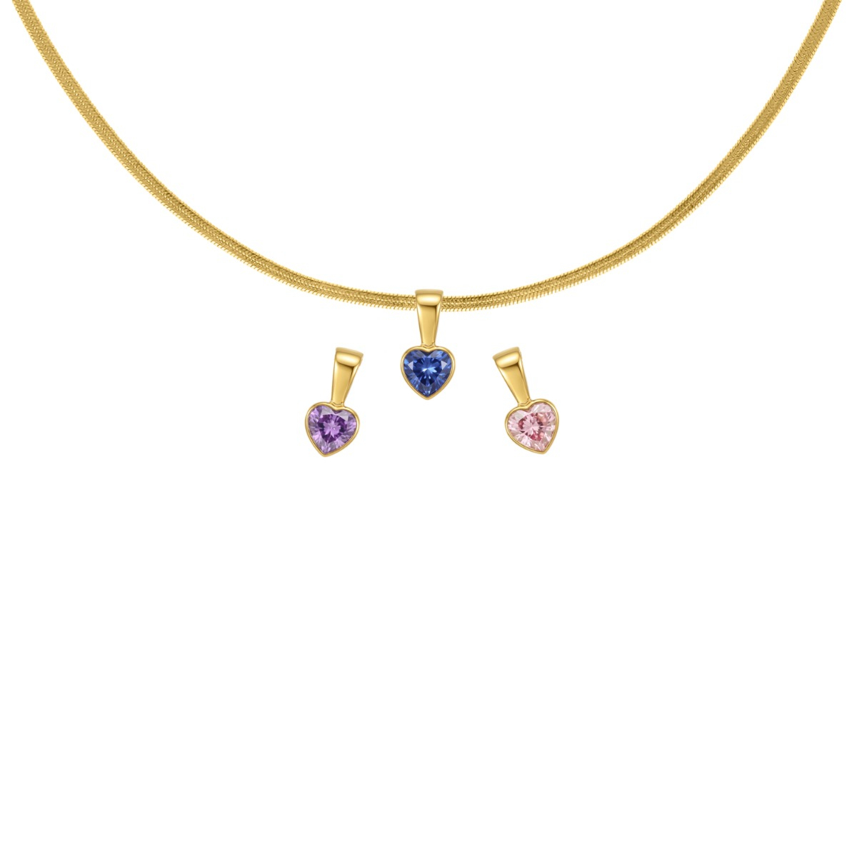 Geboortesteen ketting met hartje goudkleurig