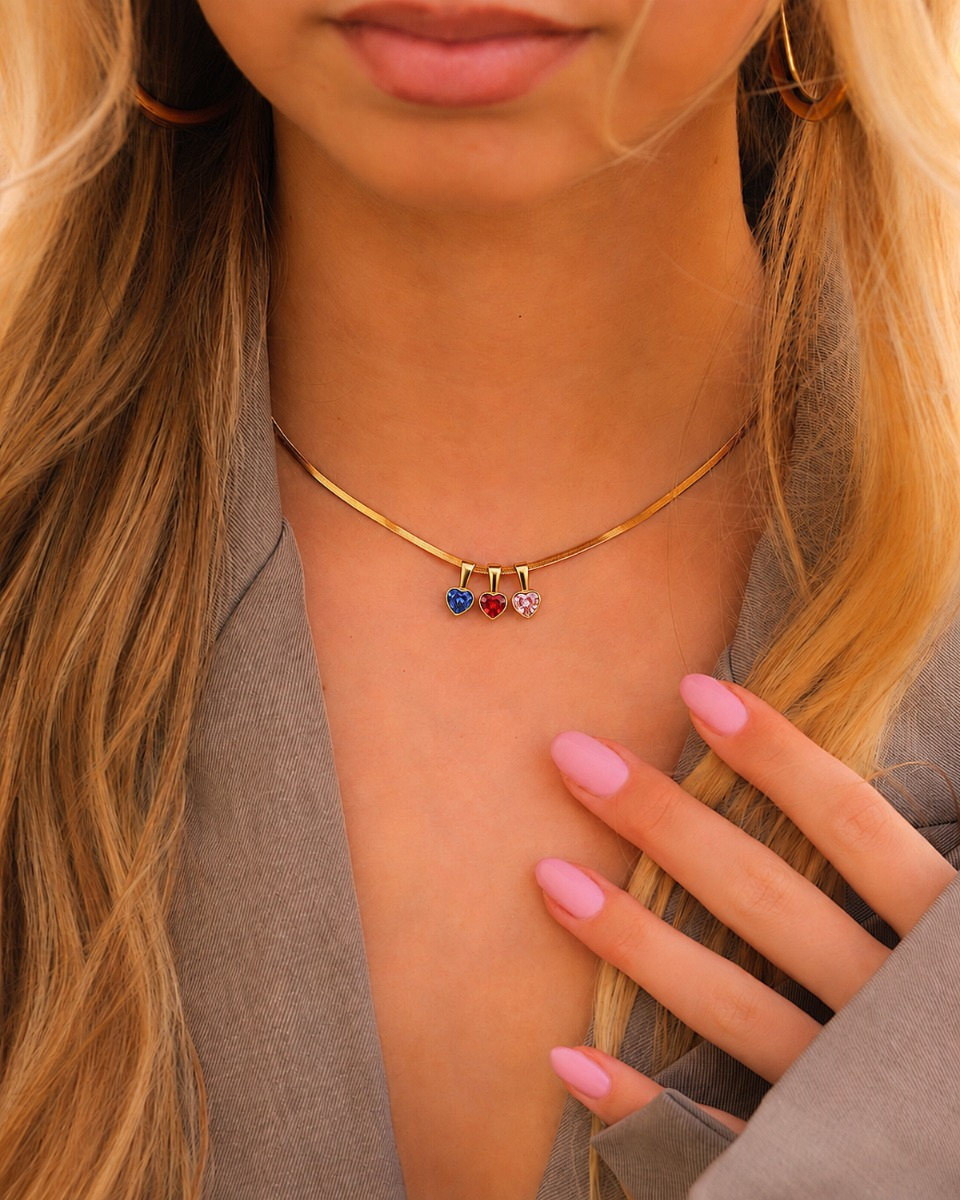 hartjes ketting birthstones goud