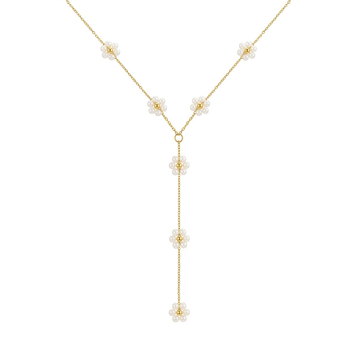 y ketting bloemen goudkleurig