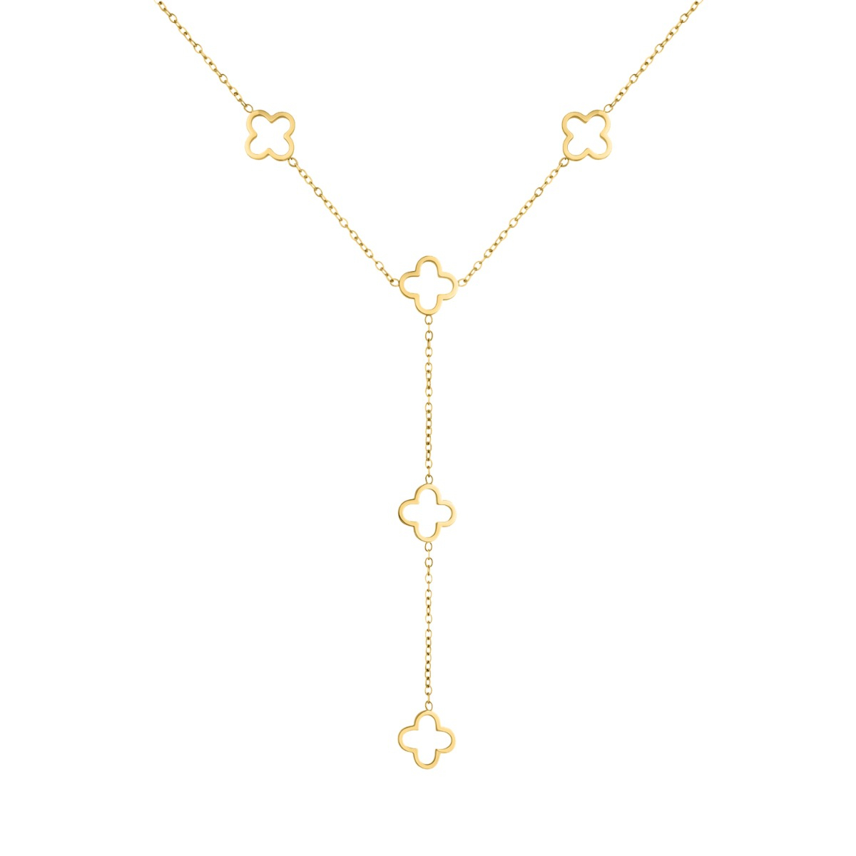 y ketting klavers goudkleurig