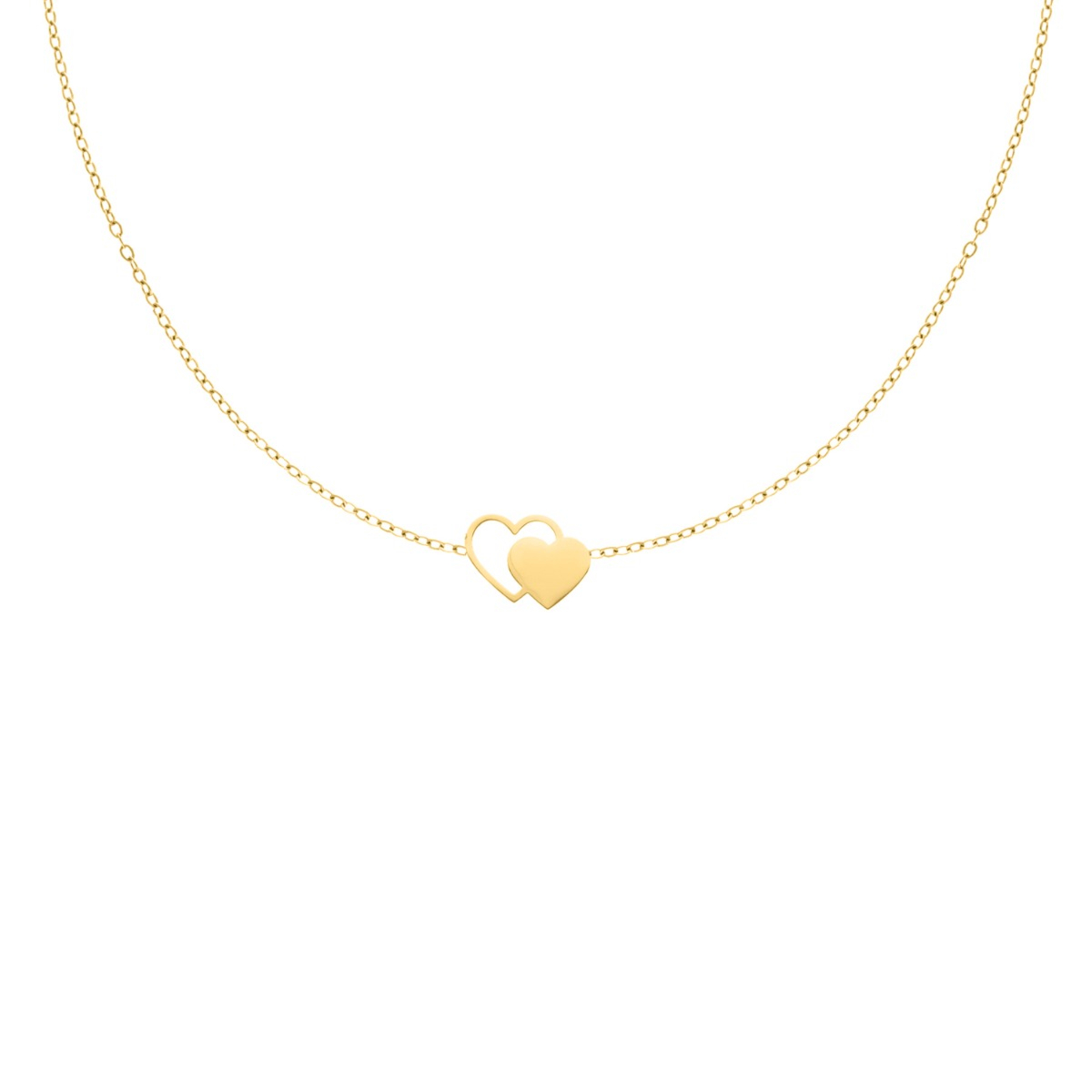 Ketting dubbele hartjes goudkleurig