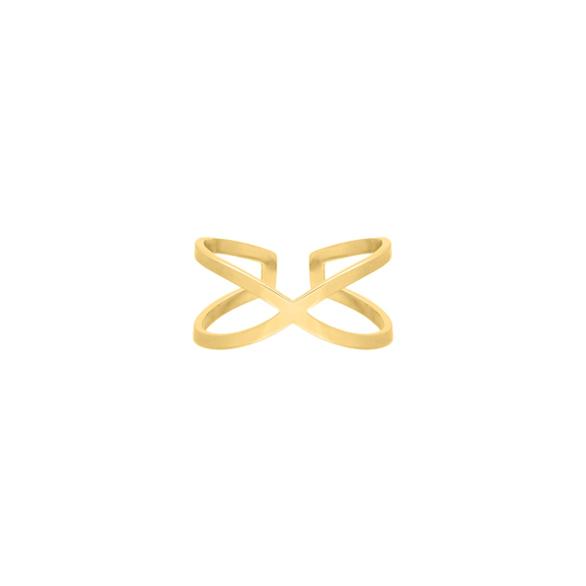 Cross over ring goud