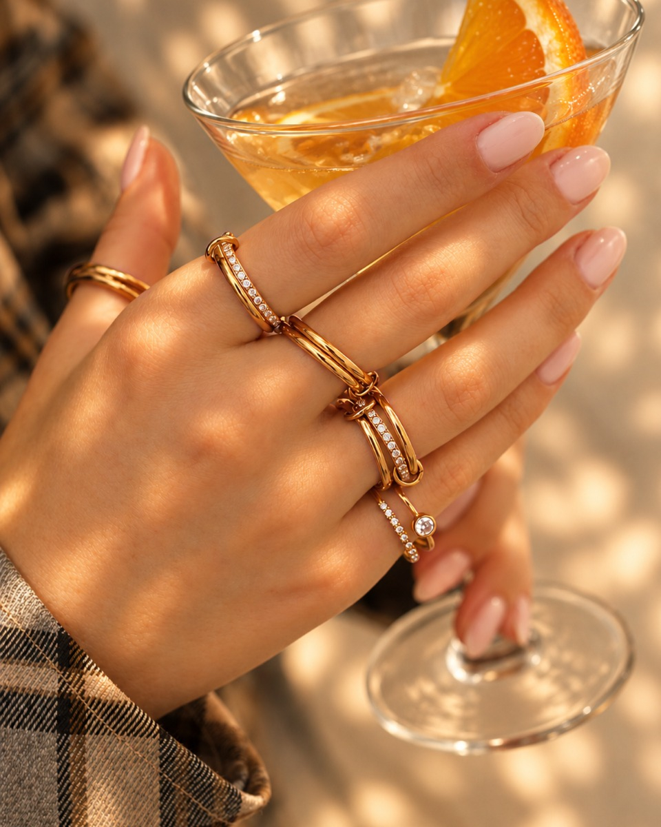 Gouden ringparty stenen
