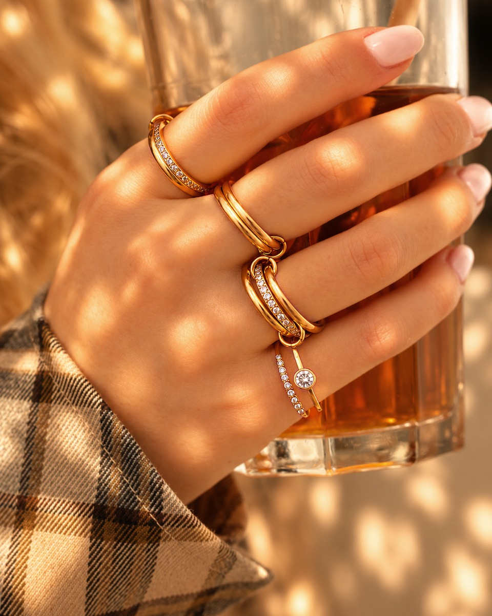 Ringparty goud met steentjes