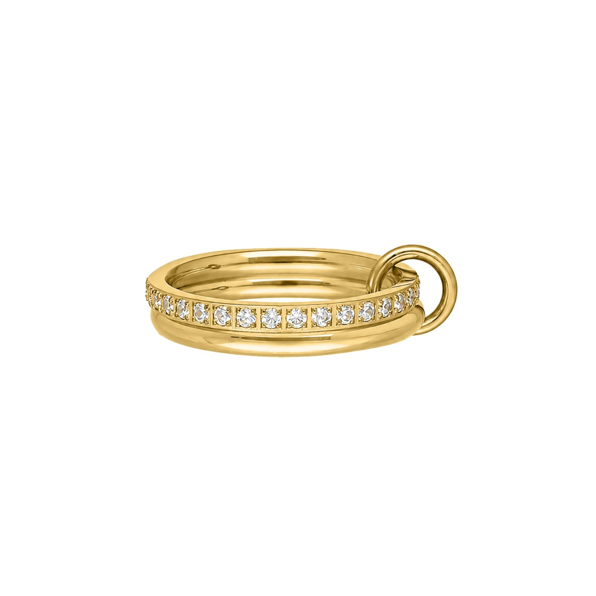 Ring met steentjes dubbel goudkleurig