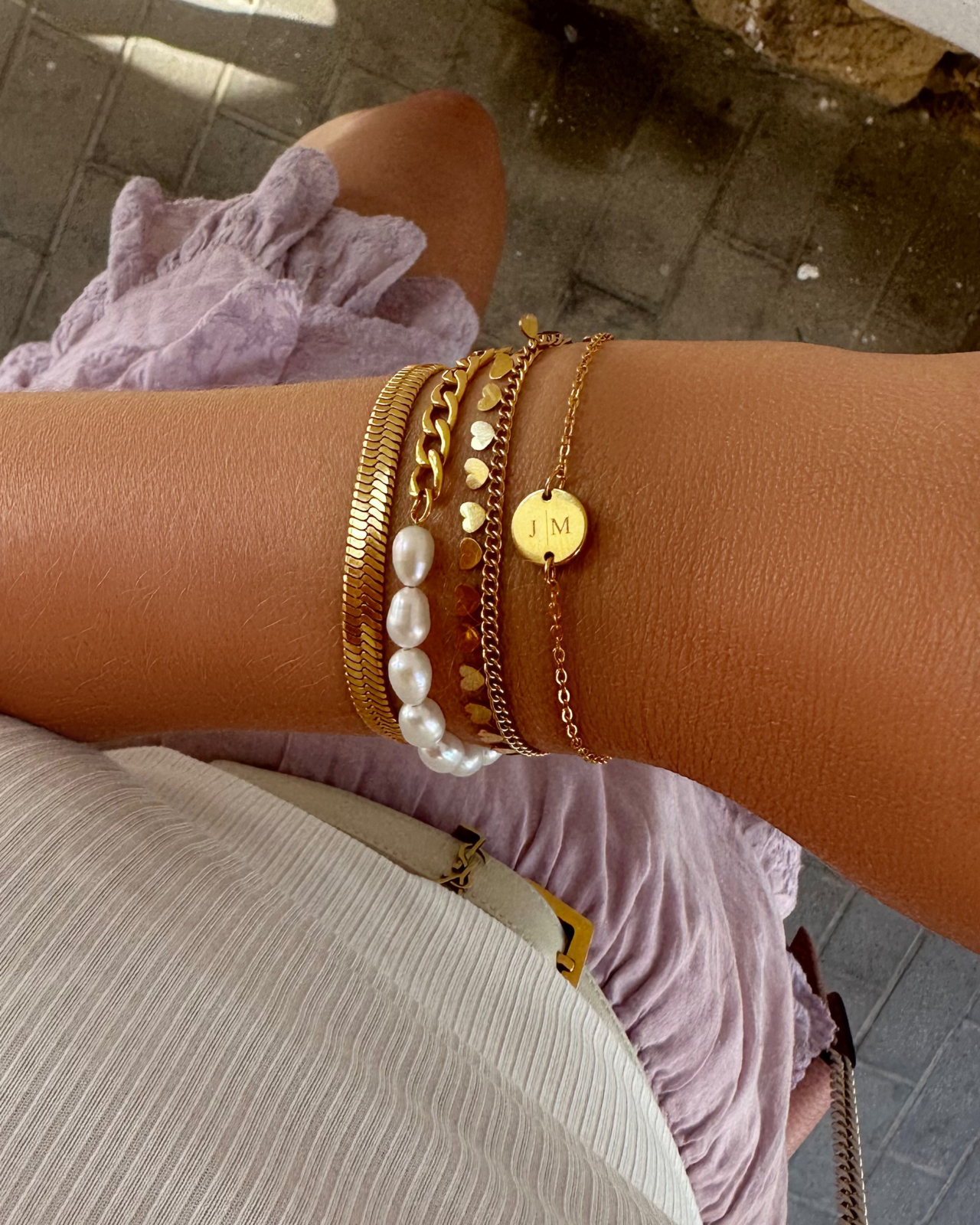 Armband little hearts goudkleurig