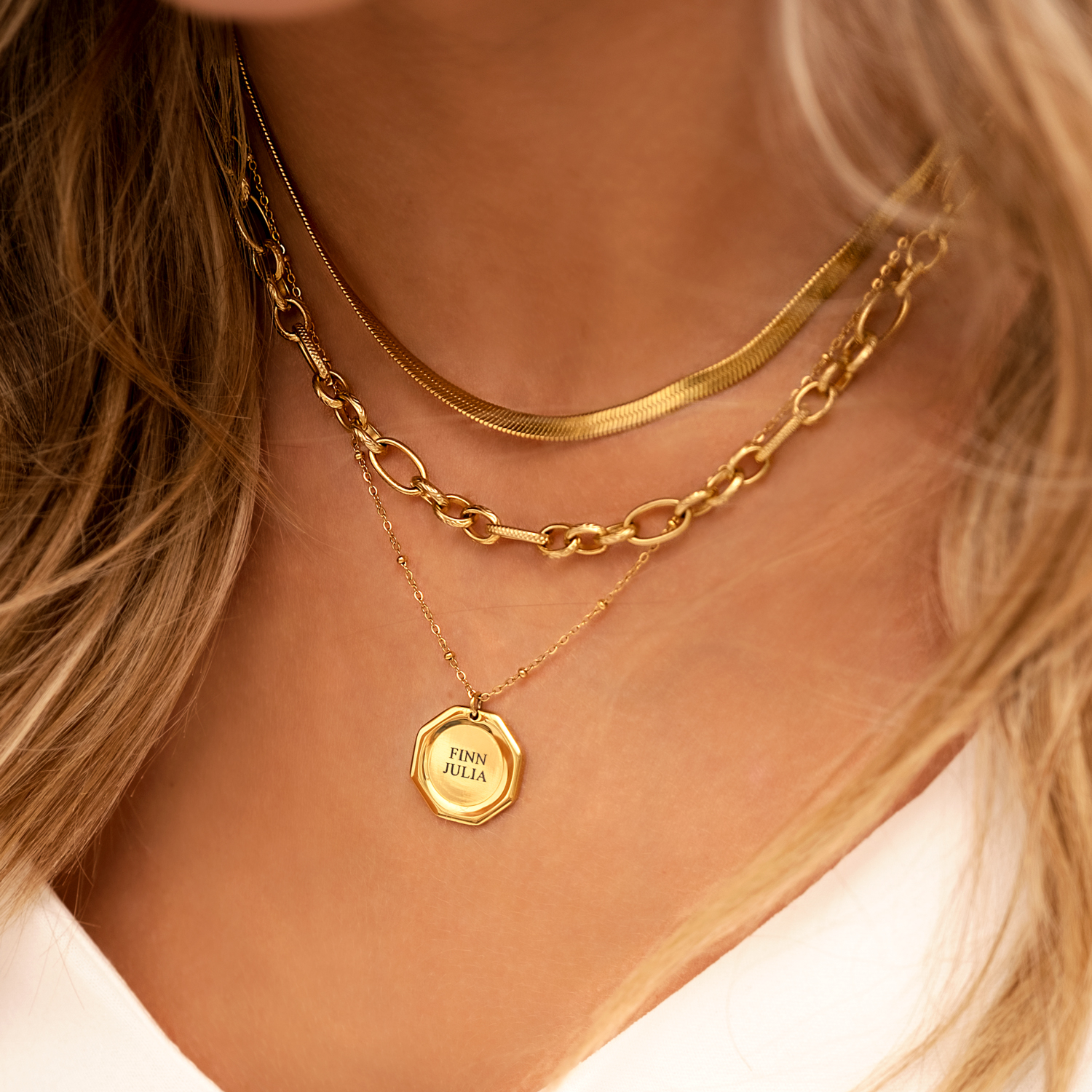 Graveerbare charm ketting goudkleurig