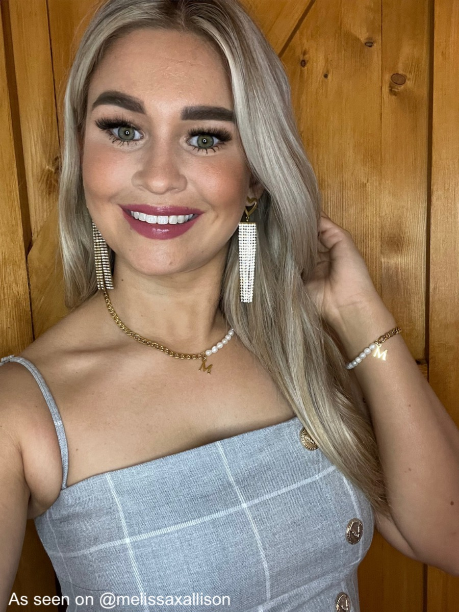 Initial ketting chain & pearl kleur goud