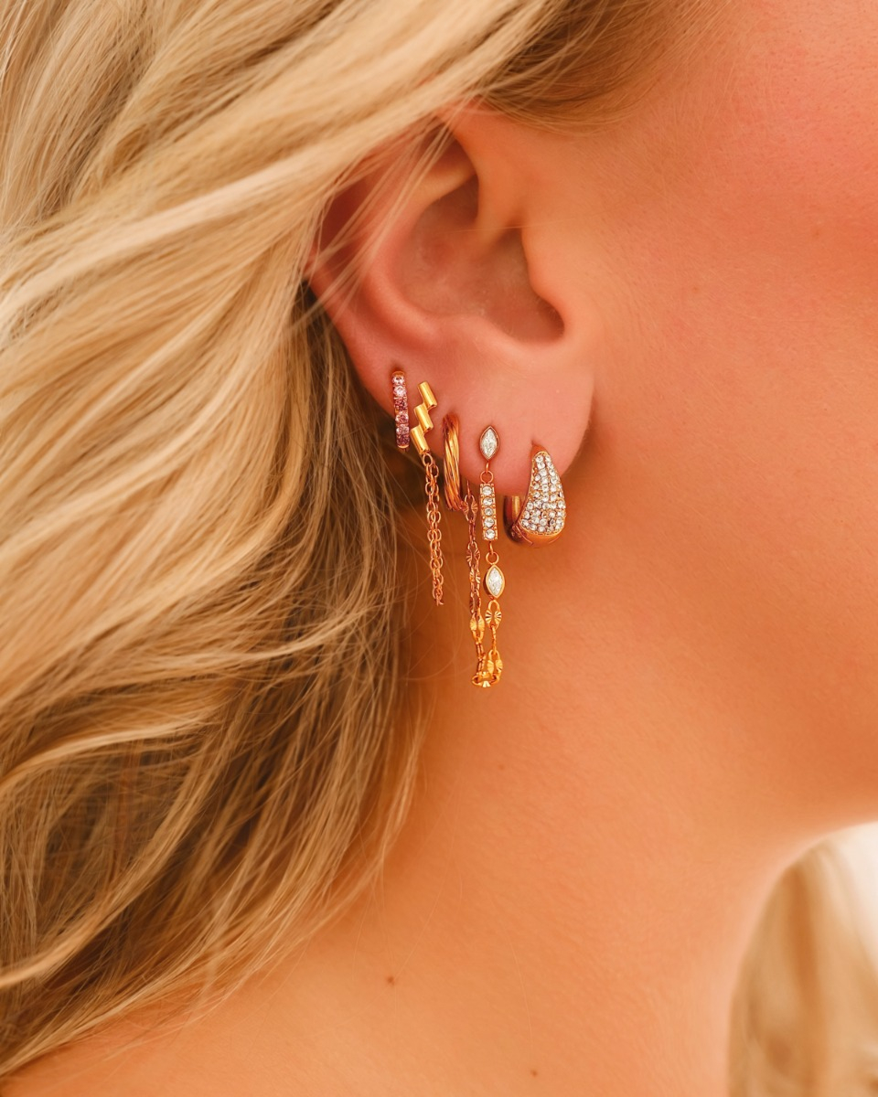 Gouden earparty steentjes