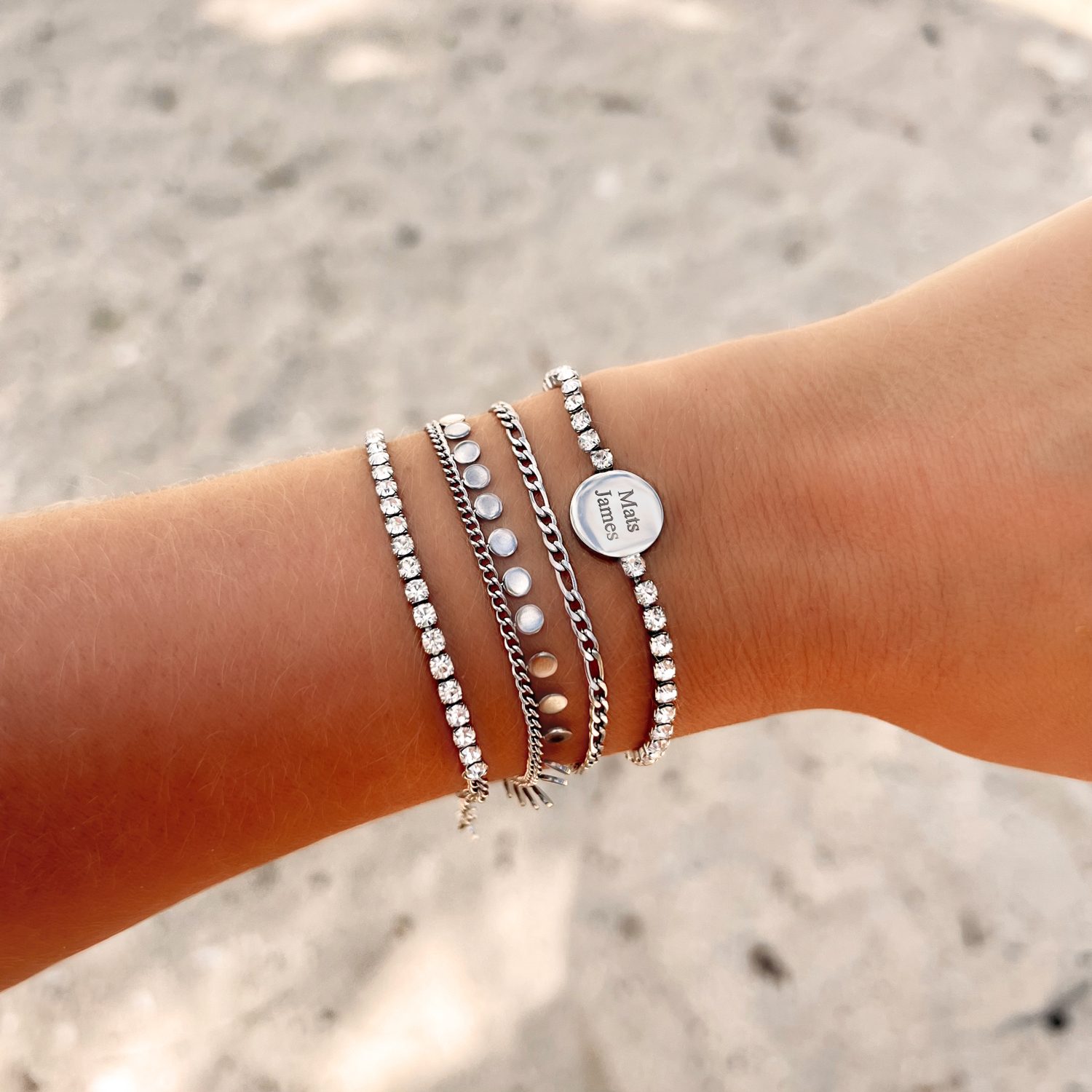 Mix van zilveren tennis armbanden