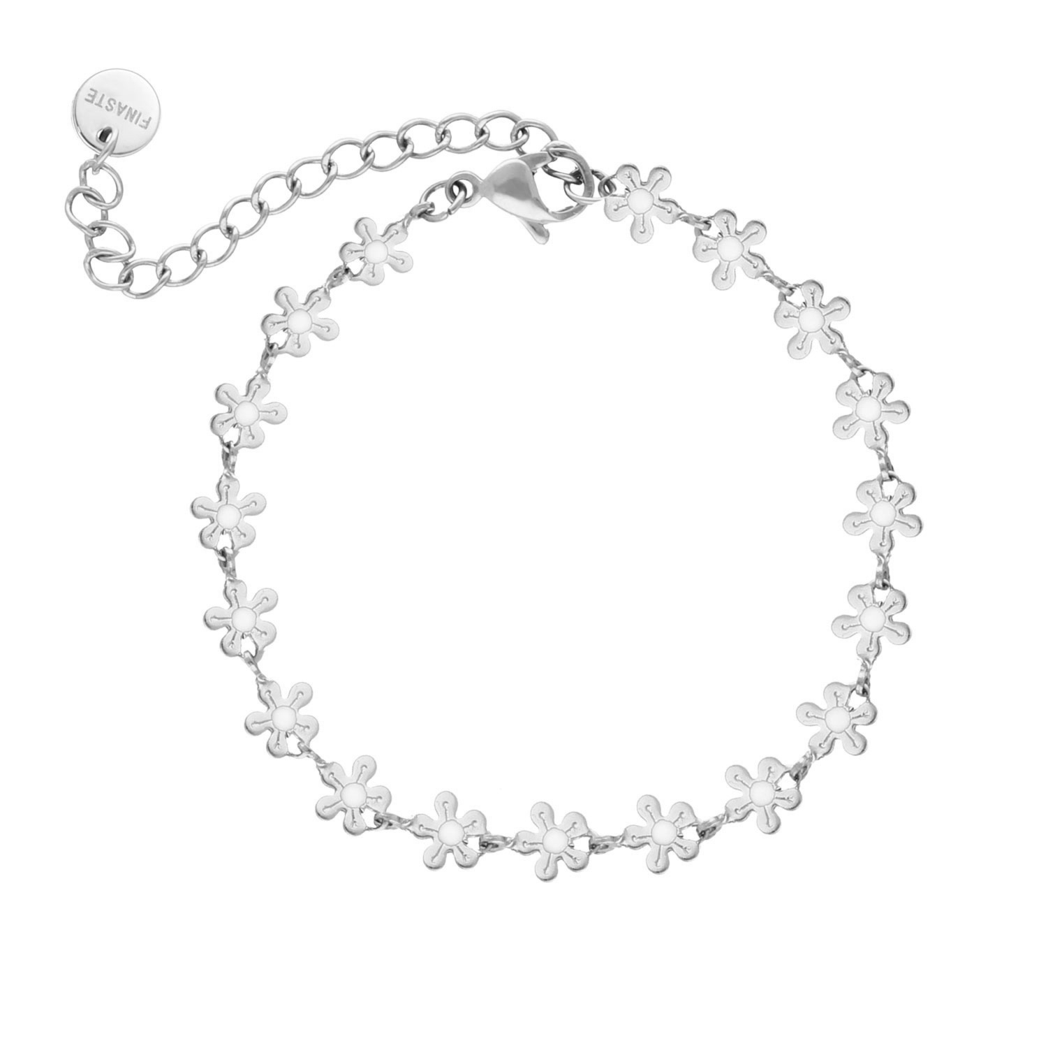 Zilveren armband met bloemetjes