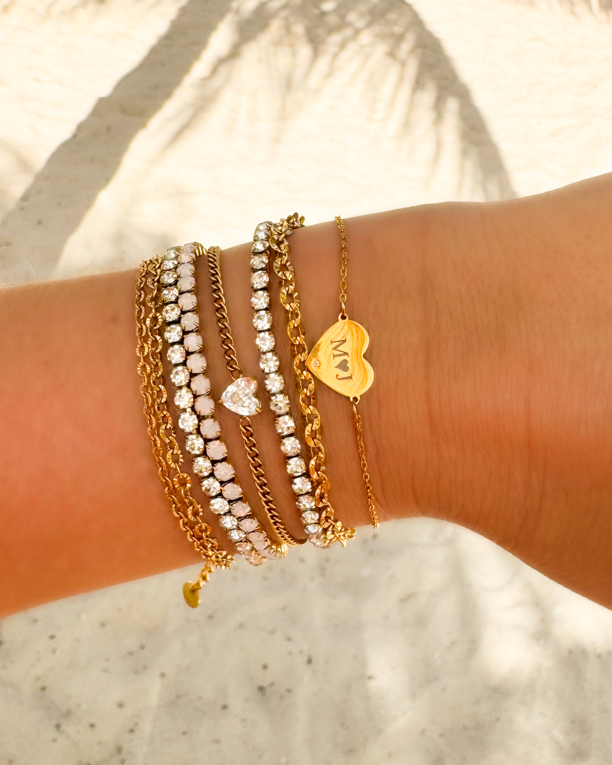 Armband sparkle heart goldplated