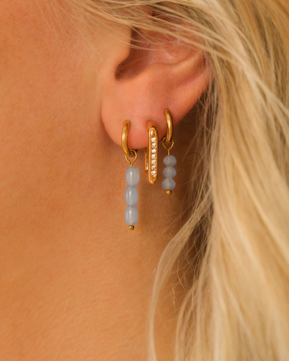 EVER FAITH Rechthoekige oorbellen voor dames fonkelende strass geometrische statement oorbellen clips op blauw, 6.6 cm x 3.7 cm, Kristal