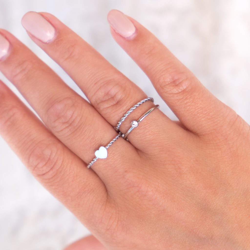 Zilveren minimalistische ringen combinatie