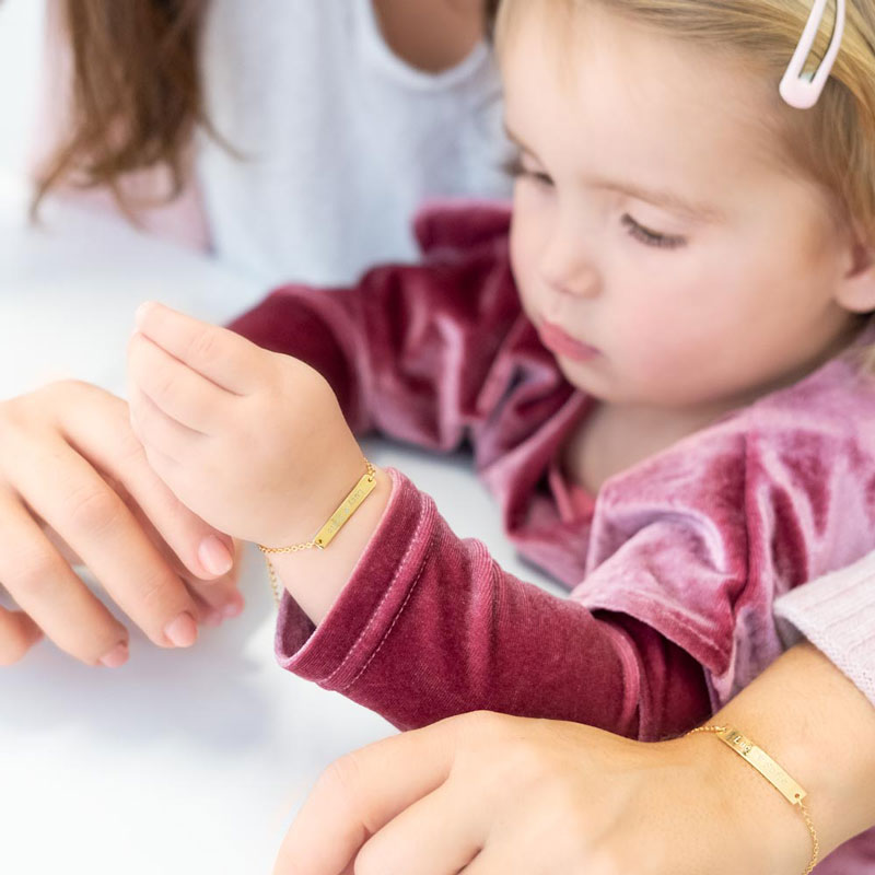 moeder dochter armband met bar om te graveren