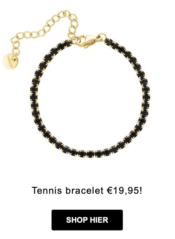 gouden tennis armband met zwarte steentjes