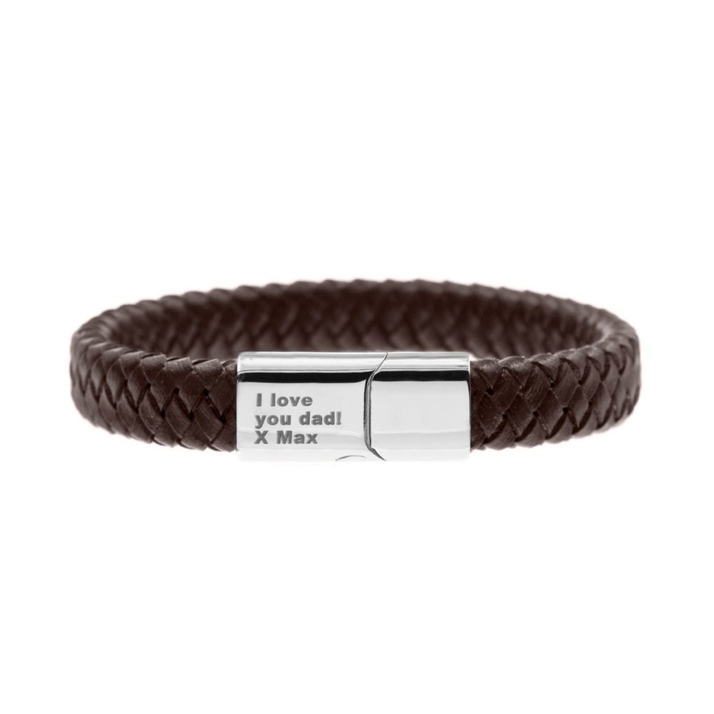 bruine leren heren armband