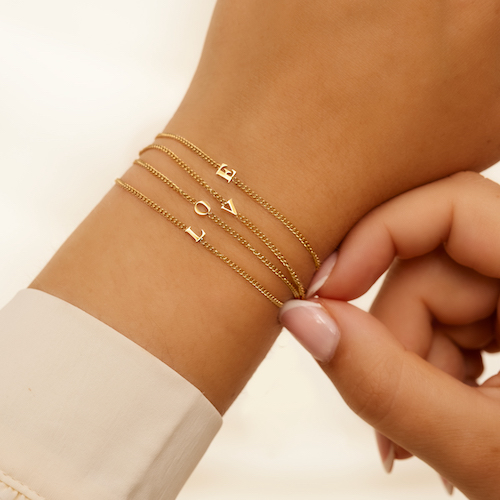 initial bracelet mini goud