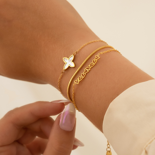 gouden armparty open hearts exclusive shell