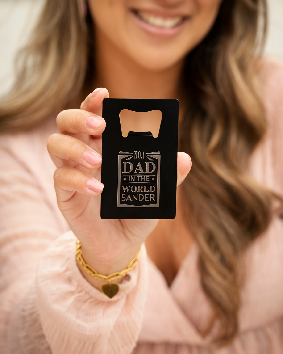 Flesopener met naam zwart - number 1 dad